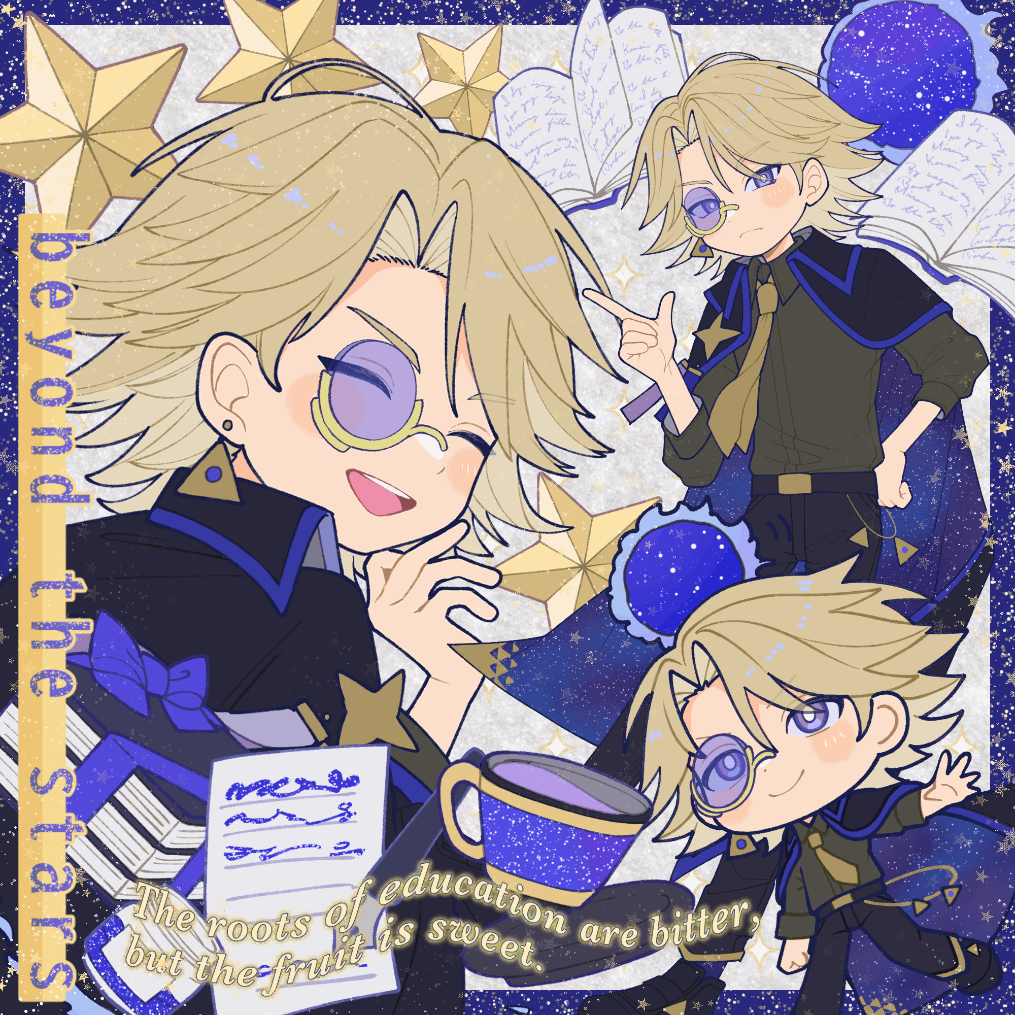 Animated collage of chibi Axaeon poses — 'Beyond the Stars'